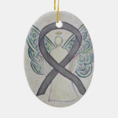 Silver Sparkle Awareness Ribbon Angel Ornament (Achterkant)