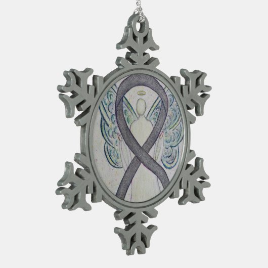 Silver Sparkle Awareness Ribbon Angel Ornament (Links)