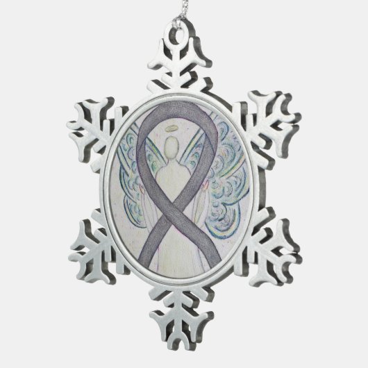 Silver Sparkle Awareness Ribbon Angel Ornament (Rechts)