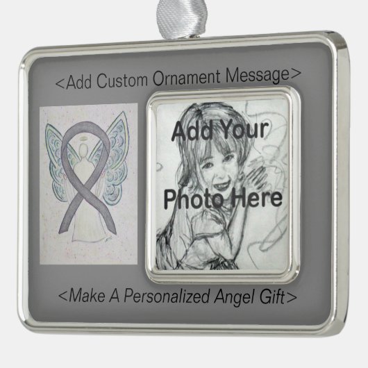 Silver Sparkle Awareness Ribbon Angel Ornament (Links)