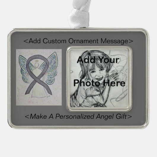 Silver Sparkle Awareness Ribbon Angel Ornament (Voorkant)
