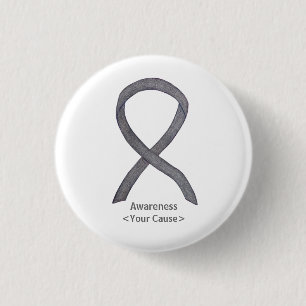 Silver Sparkle Awareness Ribbon Custom Art Pins Ronde Button 3,2 Cm
