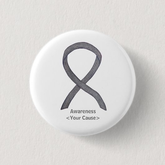 Silver Sparkle Awareness Ribbon Custom Art Pins Ronde Button 3,2 Cm (Voorkant)