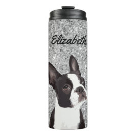 Silver Sparkle Boston Terrier Dog Animal Name Thermosbeker