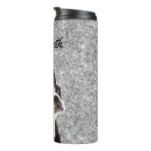 Silver Sparkle Boston Terrier Dog Animal Name Thermosbeker (Geroteerd rechts)