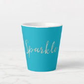 Silver Sparkle Bright Aqua Blue Latte Mok (Voorkant)