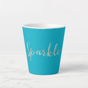 Silver Sparkle Bright Aqua Blue Latte Mok