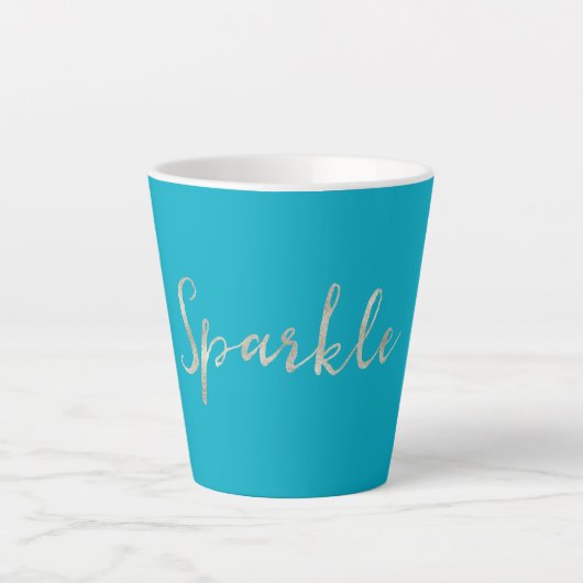Silver Sparkle Bright Aqua Blue Latte Mok (Voorkant)