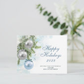 Silver Sparkle Christmas Ball Corporate Groet Briefkaart (Staand voorkant)