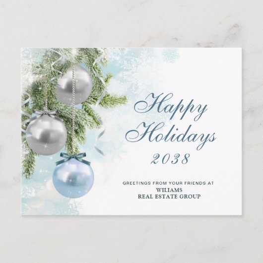 Silver Sparkle Christmas Ball Corporate Groet Briefkaart (Voorkant)