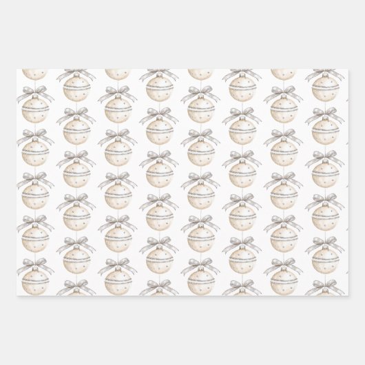 Silver Sparkle Christmas Ornament with Pretty Bow Inpakpapier Vel (Voorkant 3)