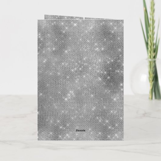 Silver Sparkle Christmas Ornament with Pretty Bow Kaart (Achterkant)