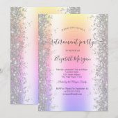 Silver Sparkle Diamonds Ombre Pensioen Partij Kaart (Voorkant / Achterkant)