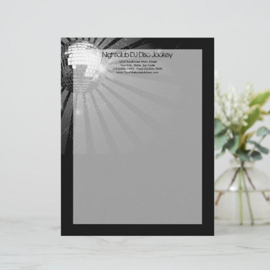 Silver Sparkle Disco Ball Party Briefhoofd (Staand voorkant)