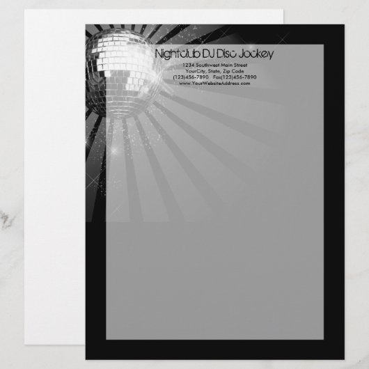 Silver Sparkle Disco Ball Party Briefhoofd (Voorkant / Achterkant)