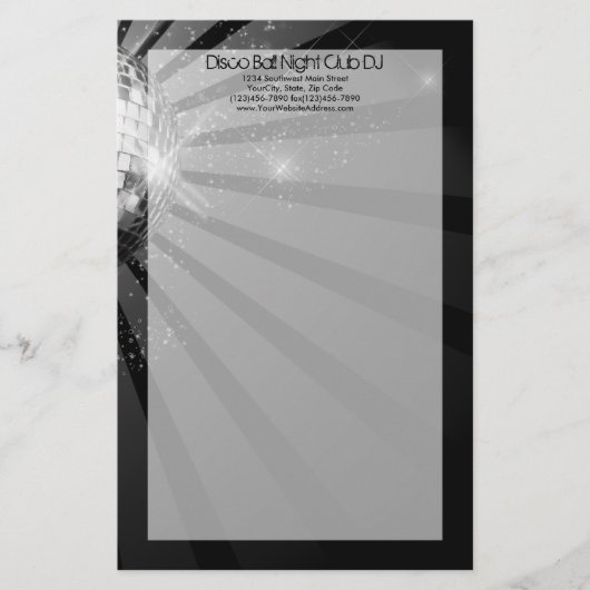 Silver Sparkle Disco Ball Party Briefpapier (Voorkant)