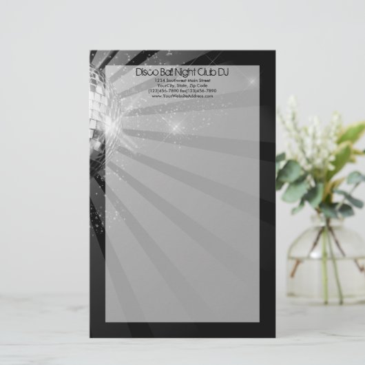 Silver Sparkle Disco Ball Party Briefpapier (Staand voorkant)