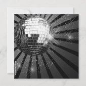 Silver Sparkle Disco Ball Party Kaart (Achterkant)