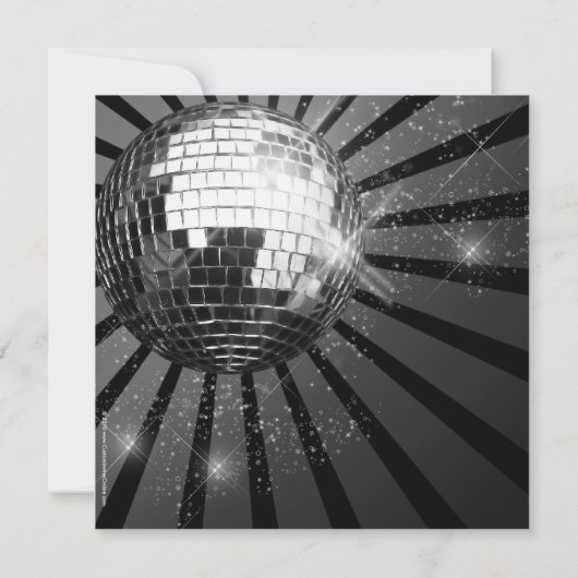 Silver Sparkle Disco Ball Party Kaart (Achterkant)