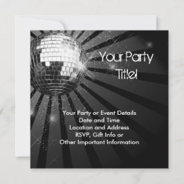 Silver Sparkle Disco Ball Party Kaart