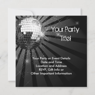 Silver Sparkle Disco Ball Party Kaart