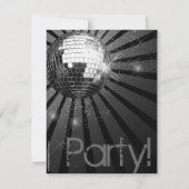 Silver Sparkle Disco Ball Party Kaart (Achterkant)