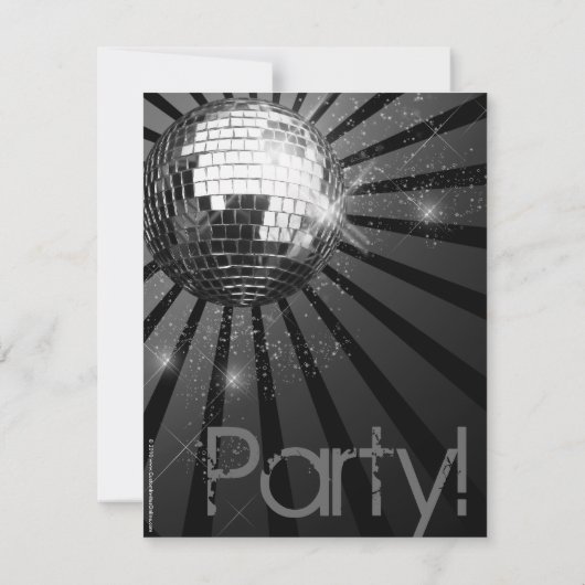 Silver Sparkle Disco Ball Party Kaart (Achterkant)