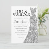 Silver Sparkle Dress 100 & Fabulous 100th Birthday Kaart (Staand voorkant)