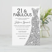 Silver Sparkle Dress 21 & Fabulous 21st Birthday Kaart (Staand voorkant)