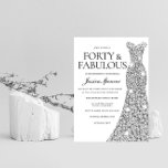 Silver Sparkle Dress 40 & Fabulous 40th Birthday Kaart<br><div class="desc">Silver Sparkle Dress 40 & Fabulous 40th Birthday nodigt Variaties uit voor de uitnodiging en overeenkomende objecten in onze winkel</div>