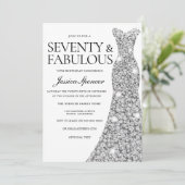 Silver Sparkle Dress 70 & Fabulous 70th Birthday Kaart (Staand voorkant)