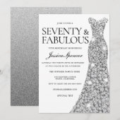 Silver Sparkle Dress 70 & Fabulous 70th Birthday Kaart (Voorkant / Achterkant)