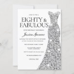 Silver Sparkle Dress 80 & Fabulous 80th Birthday Kaart<br><div class="desc">Silver Sparkle Dress 90 & Fabulous 80th Birthday womans 80th verjaardagsfeest Variaties in de uitnodiging en overeenkomende objecten in onze winkel</div>