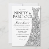 Silver Sparkle Dress 90 & Fabulous 90th Birthday Kaart (Voorkant)