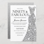 Silver Sparkle Dress 90 & Fabulous 90th Birthday Kaart<br><div class="desc">Silver Sparkle Dress 90 & Fabulous 60th Birthday vrouwen 90th verjaardagsfeest Variaties in de uitnodiging en overeenkomende objecten in onze winkel</div>