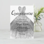 Silver Sparkle Dress Quinceanera 15th Party Kaart (Staand voorkant)