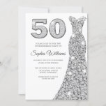 Silver Sparkle Dress Womans 50th Birthday Party Kaart<br><div class="desc">Silver Sparkle Dress Womans 50th Birthday Party Invitation Variations to the uitnodiging and matching items in onze winkel</div>