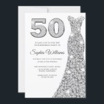 Silver Sparkle Dress Womans 50th Birthday Party Kaart<br><div class="desc">Silver Sparkle Dress Womans 50th Birthday Party Invitation Variations to the uitnodiging and matching items in onze winkel</div>