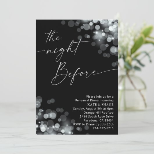 Silver Sparkle en Black Repetial Diner Kaart (Staand voorkant)