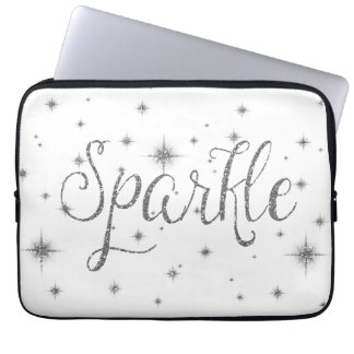 Silver Sparkle Faux Glitter Laptop Sleeve