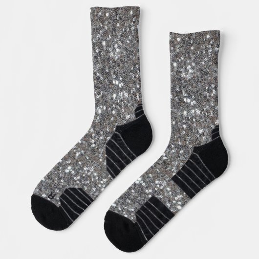Silver Sparkle Faux Glitter Sokken (Links)