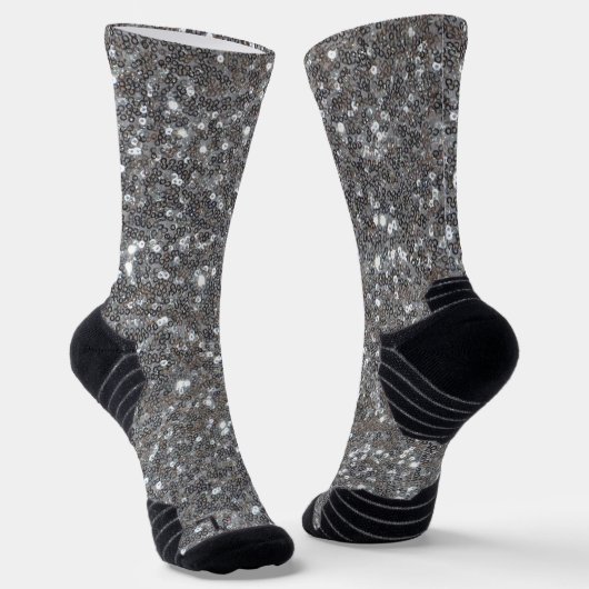 Silver Sparkle Faux Glitter Sokken (Gebogen)
