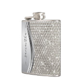 Silver Sparkle Glam Bling Personalized Metal Heupfles (Links)