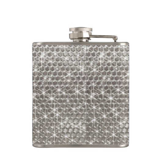 Silver Sparkle Glam Bling Personalized Metal Heupfles (Achterkant)