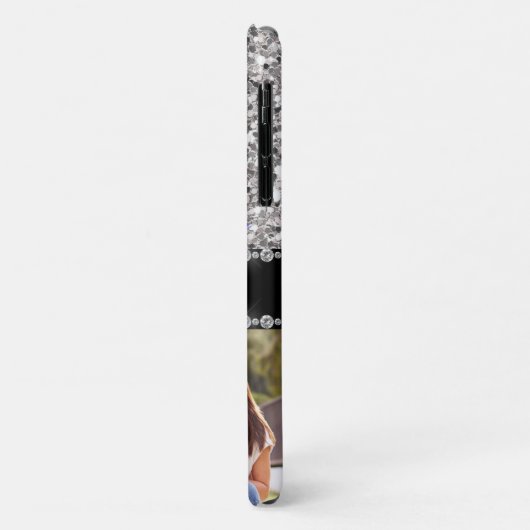 Silver Sparkle Glam Glitter Photo Monogram Case-Mate iPhone Case (Achterkant/links)