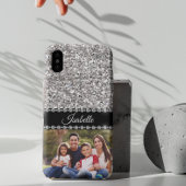 Silver Sparkle Glam Glitter Photo Monogram Case-Mate iPhone Case