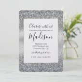 Silver Sparkle Glam Kaart (Staand voorkant)