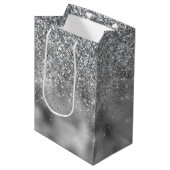 Silver Sparkle Glam Medium Cadeauzakje (Voorkant Gekanteld)