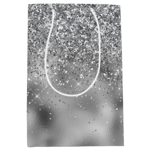 Silver Sparkle Glam Medium Cadeauzakje (Voorkant)