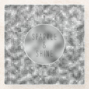 Silver Sparkle Glazen Onderzetter